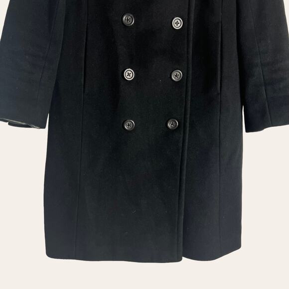 J.Crew Black Wool Double Breasted Button Front Coat Size 2 - Picture 6 of 9